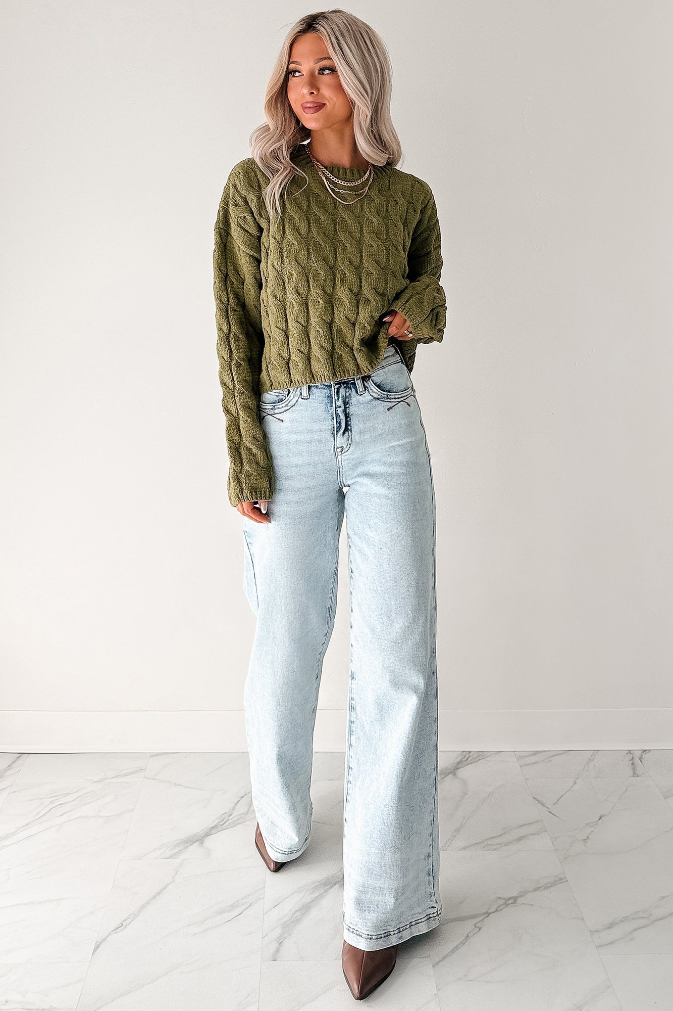 Ledger Tummy Control Wide Leg Saige Denim Jeans (Medium)