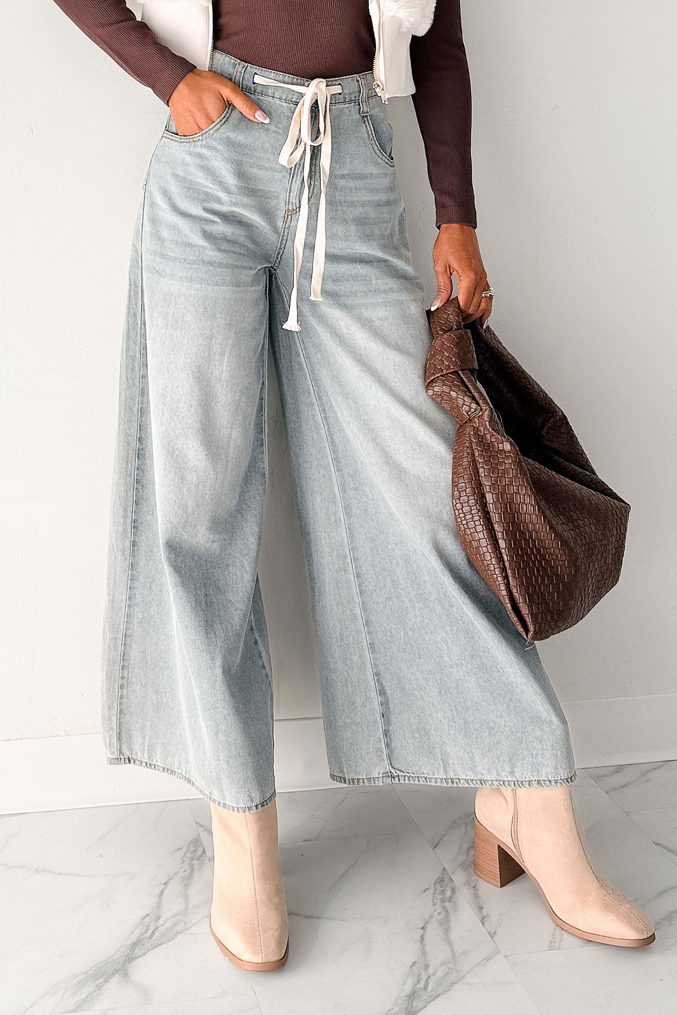 Marin Ombre Wide Leg NoaBoa Jeans (Denim Grey)