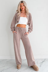 Cozy Feeling Ribbed Wide Leg Pants (Mocha)