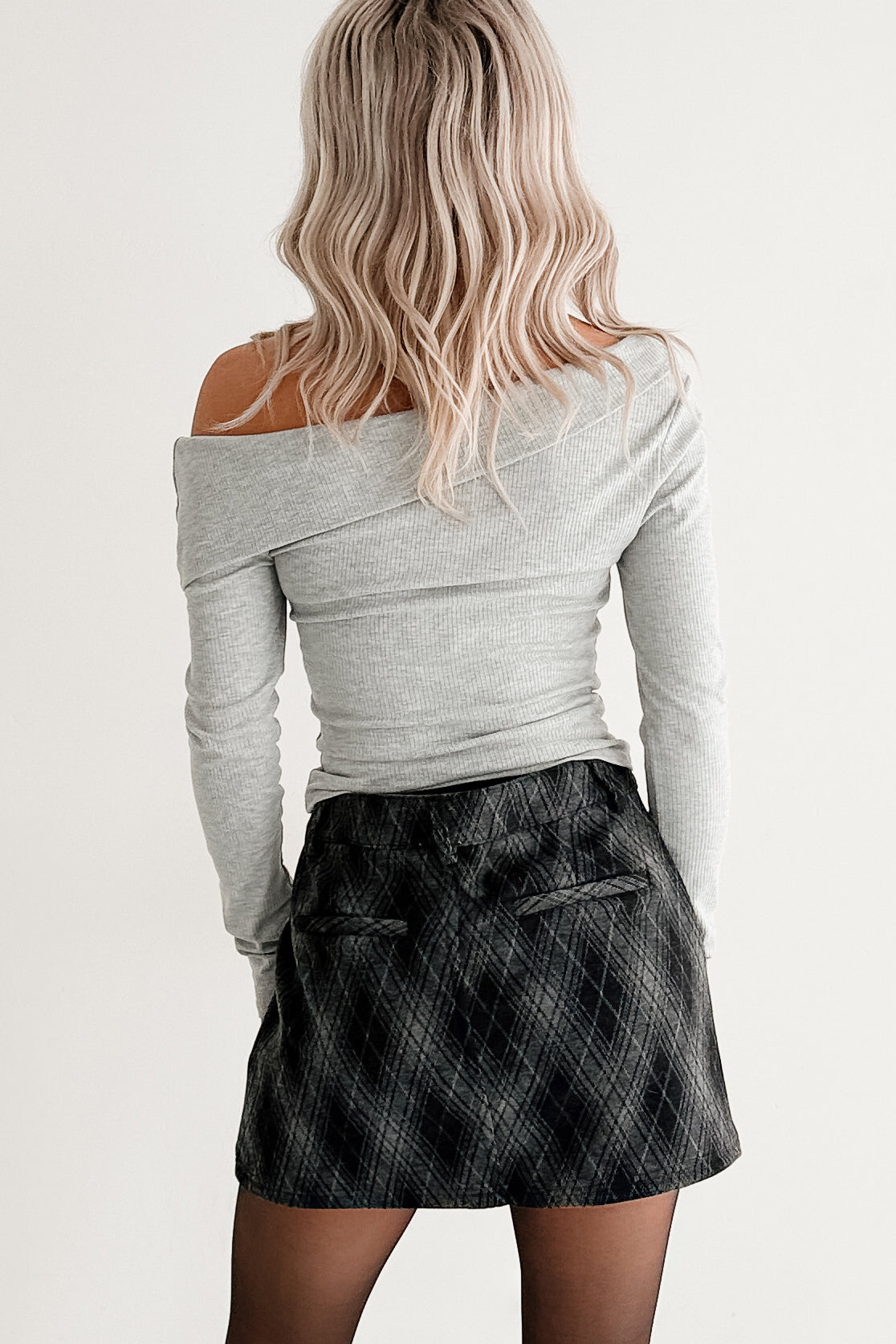 Luxe Basics One Shoulder Ribbed Top (Heather Grey)