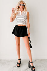Street Style Spark Linen Mini Skirt (Black)