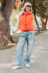 On The Reverse Side Reversible Puffer Vest (Tomato/Beige)
