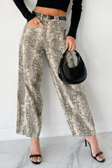 Hale Barrel Leg Very J Animal Print Jeans (Beige Snake)