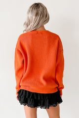 Jack-O-Lantern Embroidered Sweater (Burnt Orange)