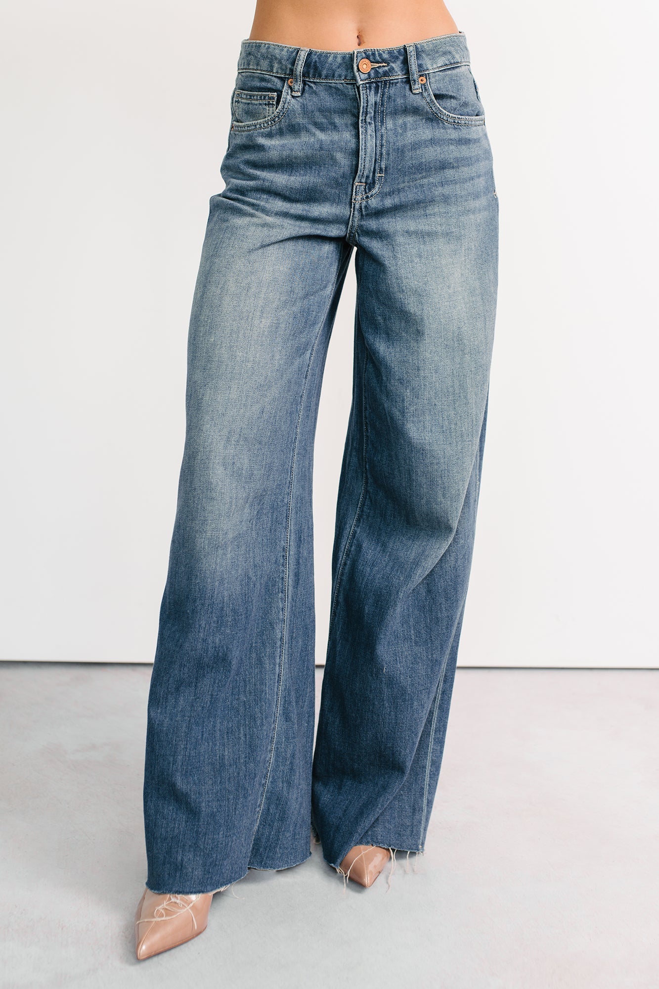 Aldo High Rise Wide Leg Hidden Brand Jeans (Medium Vintage)