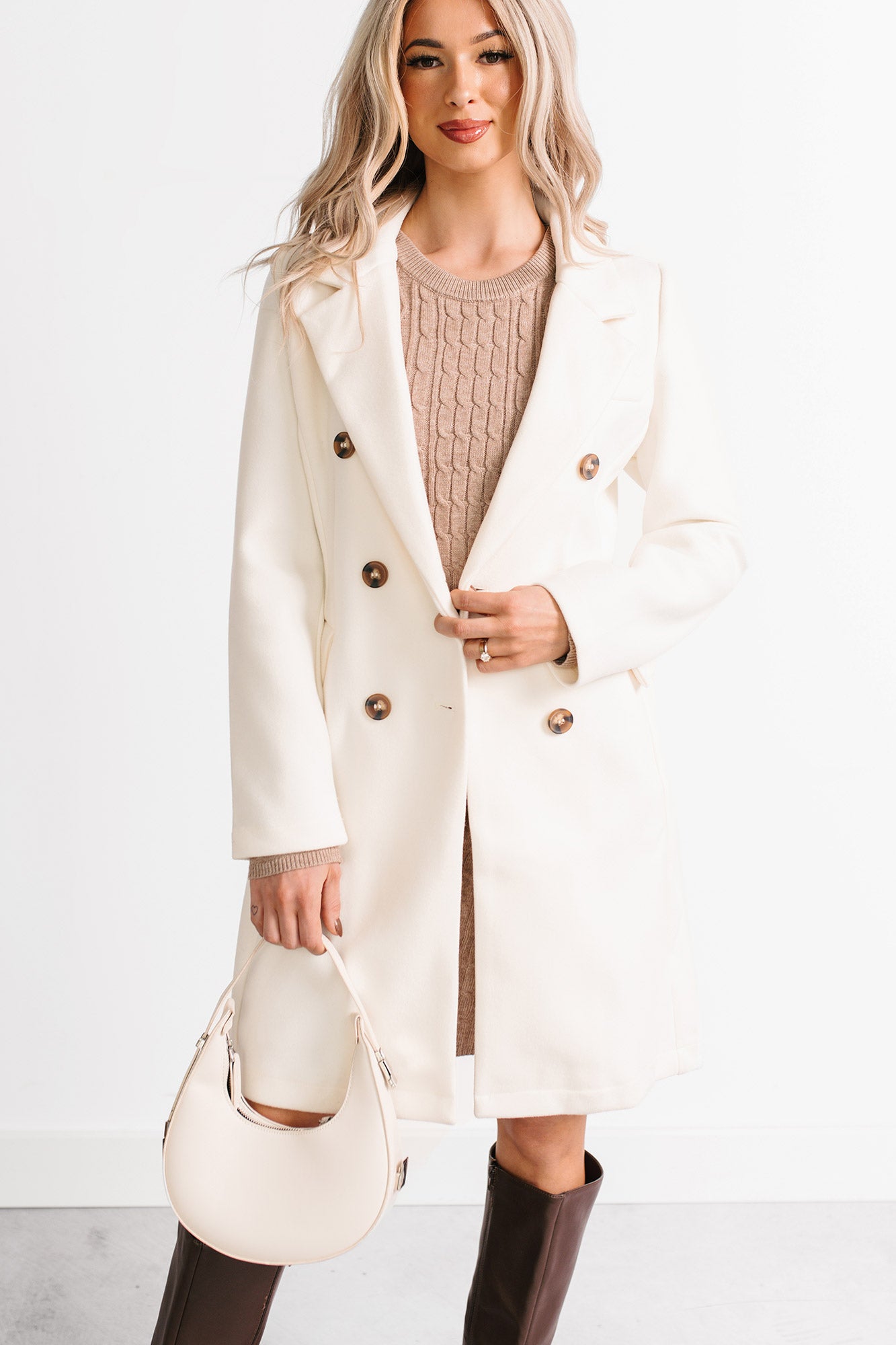 Downtown Drift Button Up Lightweight Coat (Ivory)