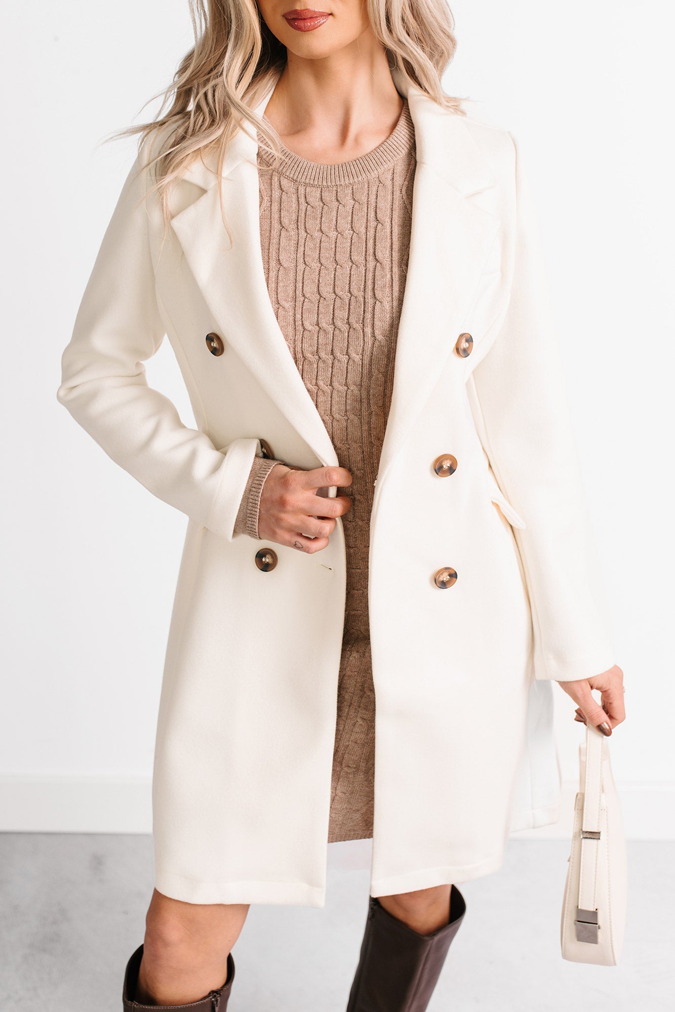 Downtown Drift Button Up Lightweight Coat (Ivory)