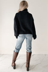 Tell Me Everything Cowl Neck Cargo Sweater (Dark Navy)