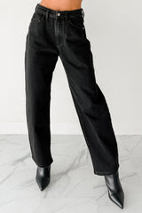Sophia High Rise Judy Blue Washed Barrel Jeans (Black)