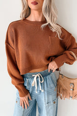 Warm December Ribbed Crop Sweater (Brown)