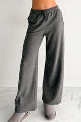 Cozy Feeling Ribbed Wide Leg Pants (Charcoal)