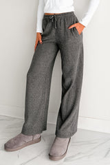 Cozy Feeling Ribbed Wide Leg Pants (Charcoal)