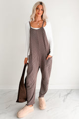 Sweet Crush Ribbed Sleeveless Jumpsuit (Brown)