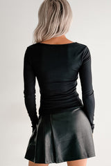 Cause A Scene Long Sleeve Open Front Top (Black)