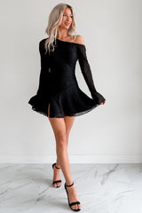 Doll Behavior One Shoulder Mini Dress (Black)