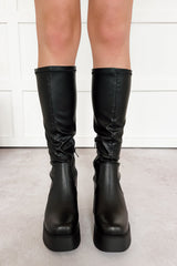 Class Act Faux Leather Chunky Platform Boots (Black)