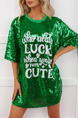 "When You're This Cute" Sequin Mini Dress (Green)