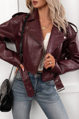 Rule Maker Faux Leather Cropped Jacket (Wine)