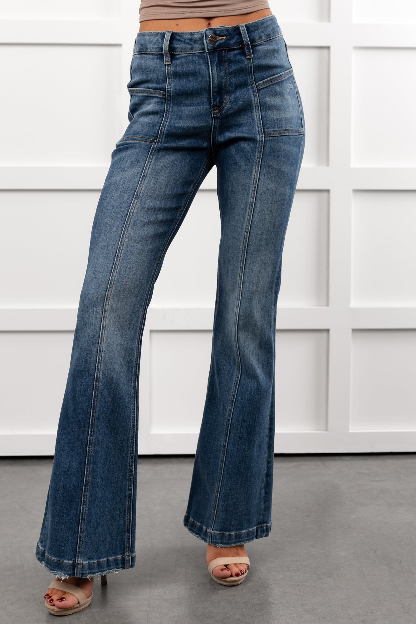Henson High Rise Flare Mica Denim Jeans (Blue Stone)