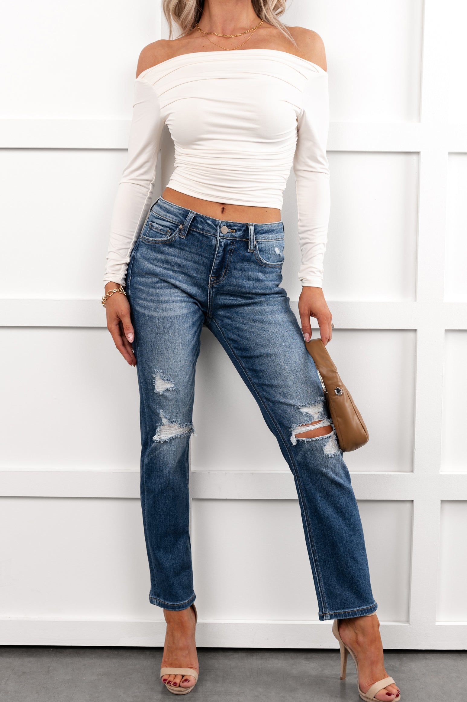 Santos Distressed Mica Denim Crop Jeans (Ethelmary)