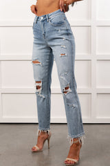 Lawrence Ripped Mica Denim Crop Jeans (Lunaria)