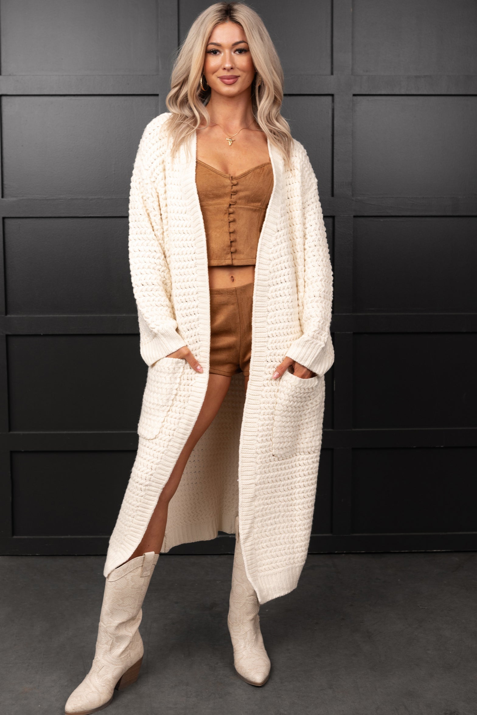 Joy In Journey Sleeveless Faux Suede Set (Camel)