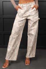 True Authority High Rise Wide Leg Pants (Camo)
