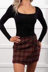 Girly Gaze Long Sleeve Square Neck Bodysuit (Black)