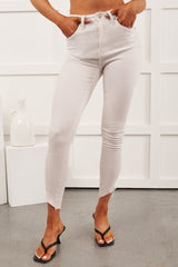Chenoa High Rise Cropped KanCan Skinny Jeans (White)