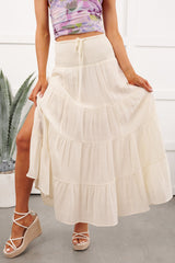 Free Falling Tiered Maxi Skirt (Dove)