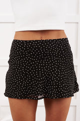 Glossed Out Polka-Dot Mini Skirt (Black/White Dot)