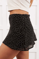 Glossed Out Polka-Dot Mini Skirt (Black/White Dot)