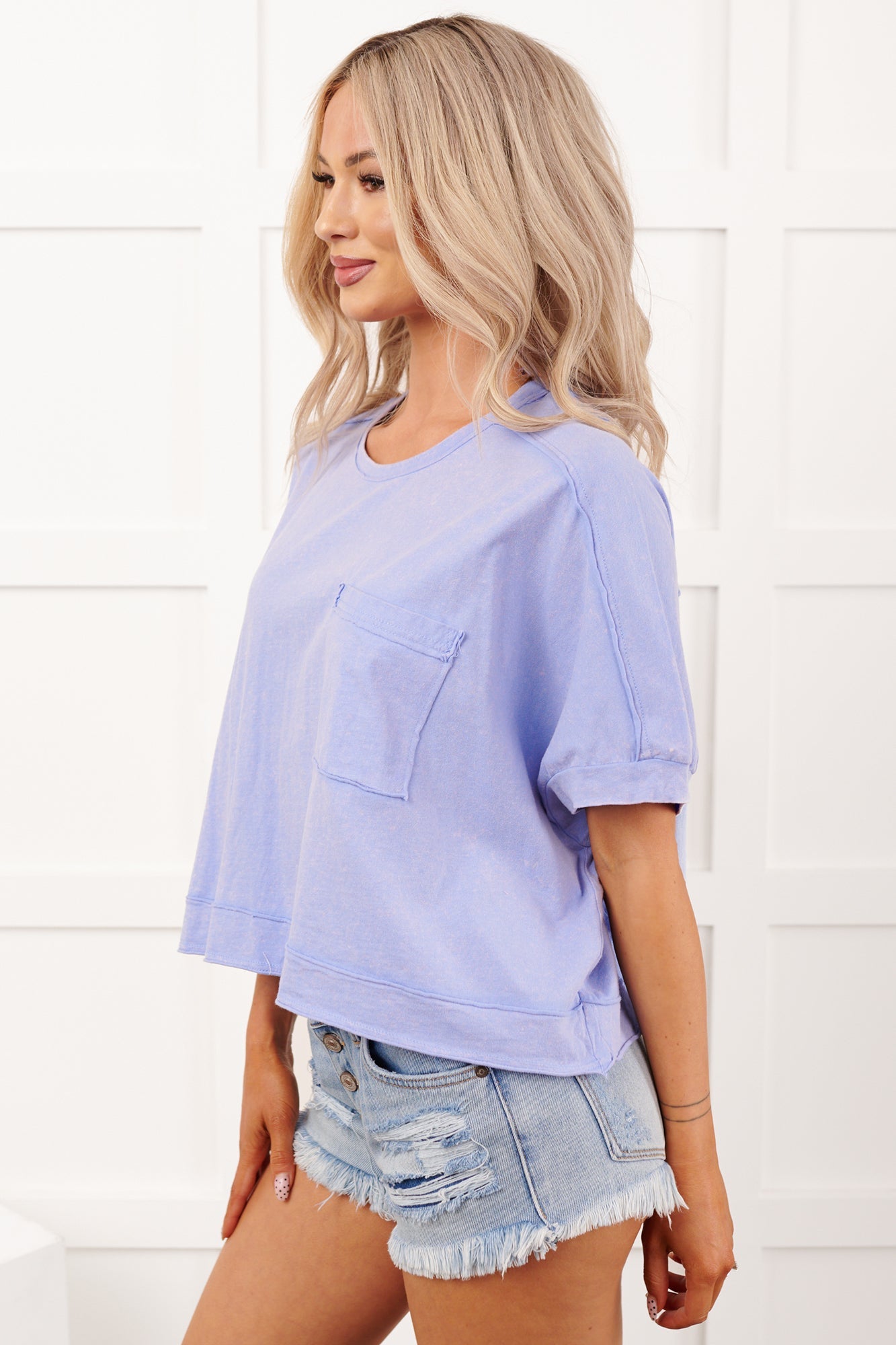 Kendrick Acid Wash Crop Top (Blue)