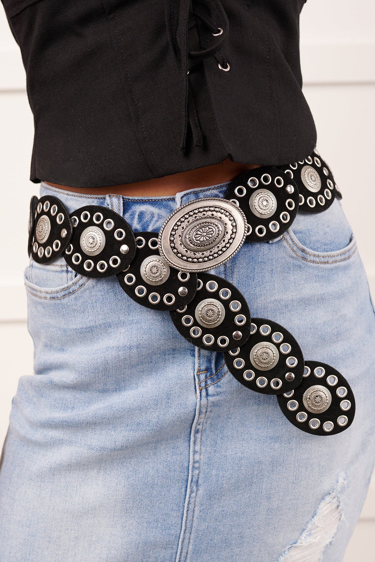 Boots Before Boys Oval Disc Belt (Silver/Black)