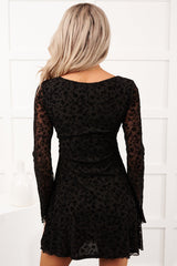 Fell For You Square Neck Floral Mini Dress (Black)