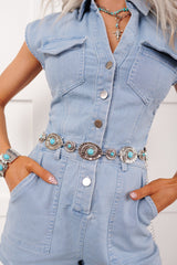 Painted Desert Spiral Concho Chain Belt (Silver)