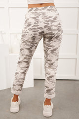 Soft Focus Tie Front Camo Print Joggers (Grey)