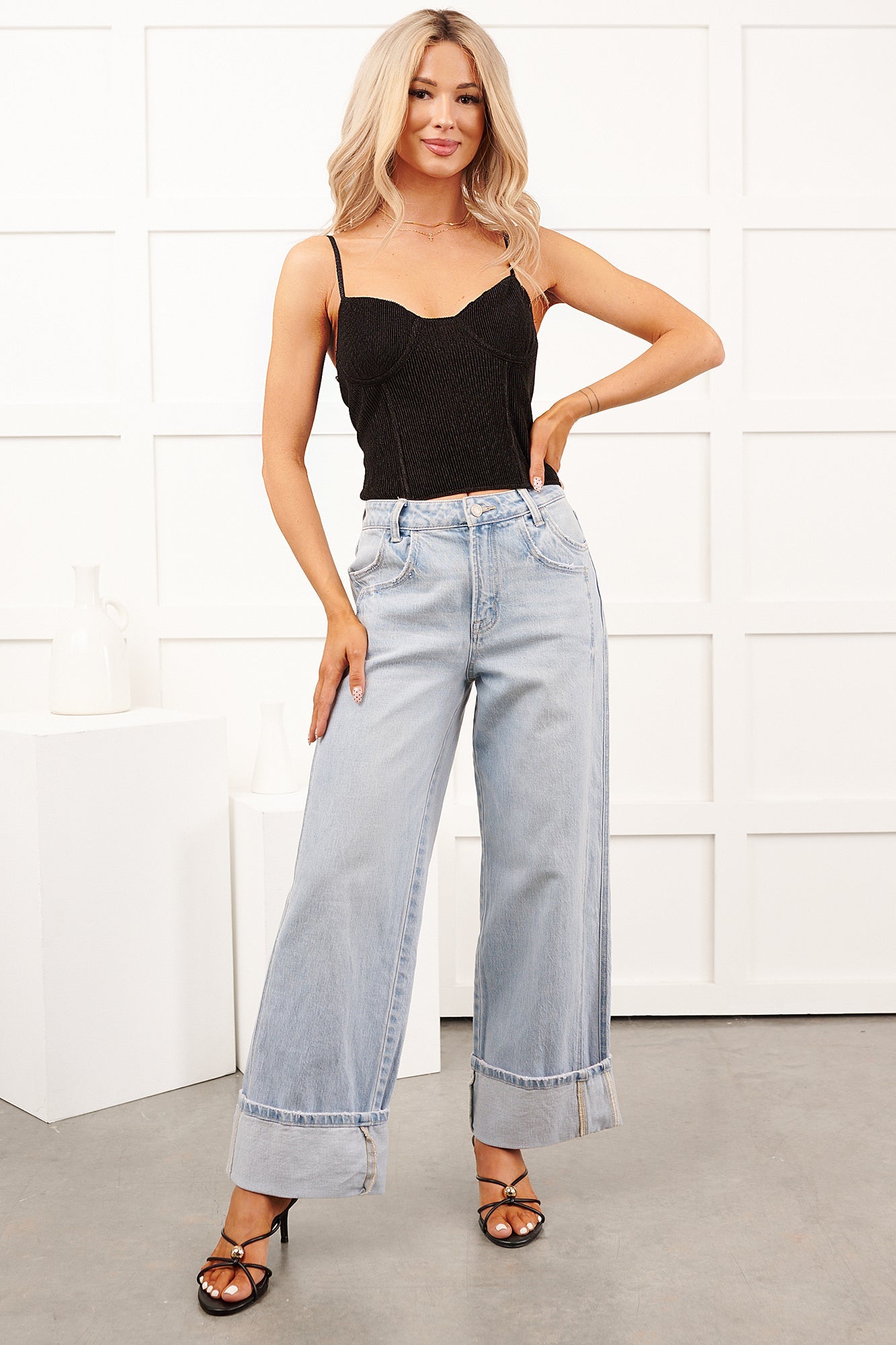 Striving To Shine Lurex Corset Top (Black)