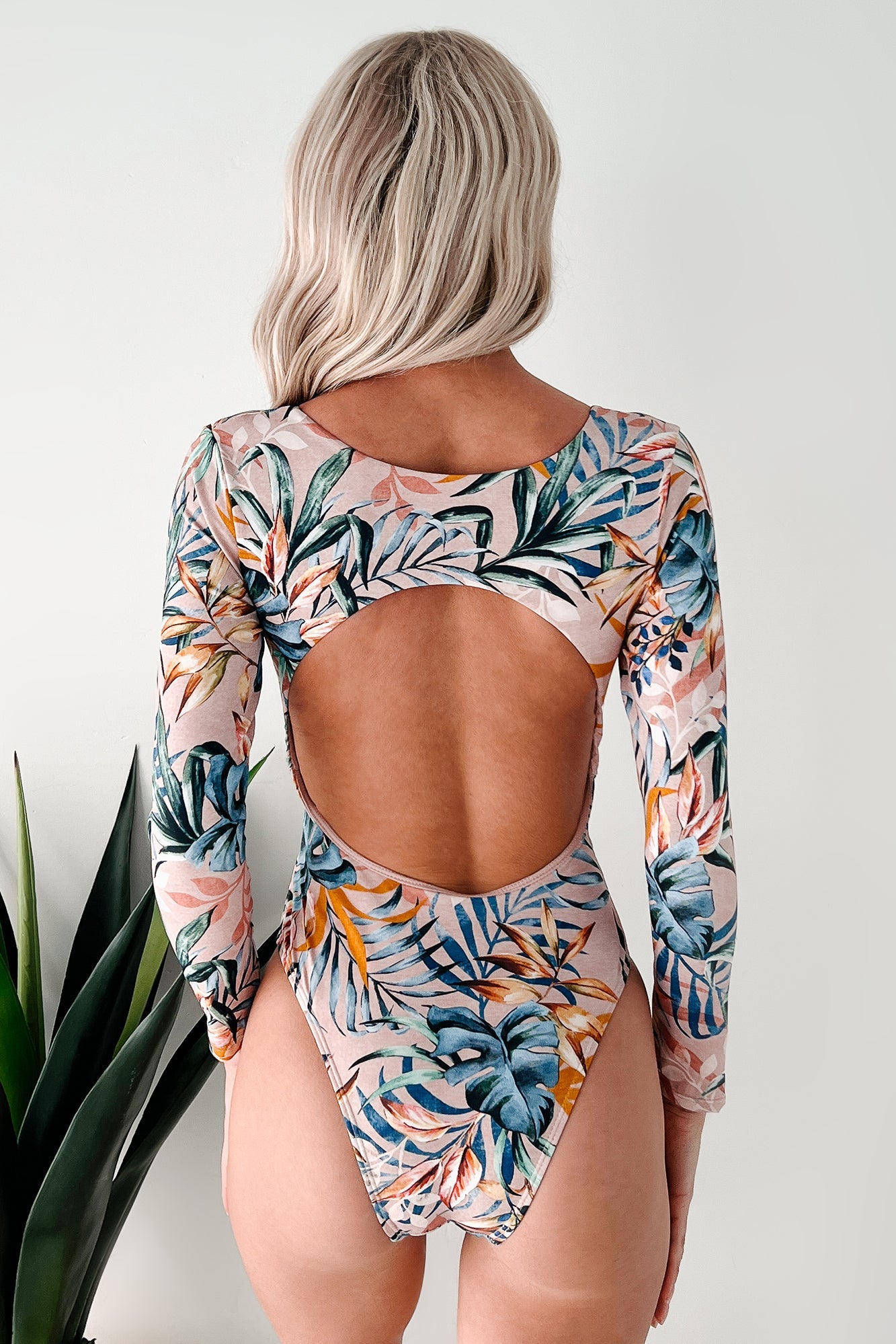 Already Sailing Away Cut-Out Long Sleeve Swimsuit (Pink Combo)