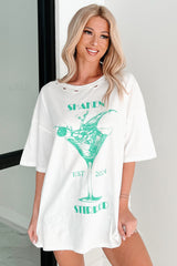 Martini Darling Distressed Graphic T-Shirt (Ivory)