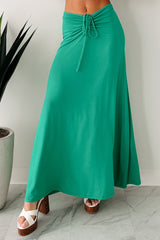 For My Darling Ruched Front Maxi Skirt (Green)