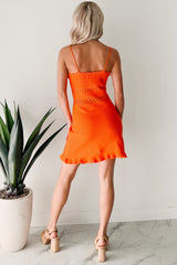 Ambitious Soul Tie Strap Crochet Mini Dress (Orange)