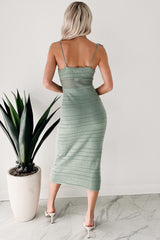 Soft & Timeless Crochet Knit Midi Dress (Green)