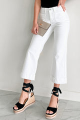 Carrington High Rise Cropped Kancan Flare Jeans (White)