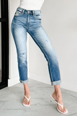 Sullivan High Rise Cuffed Slim Straight Kancan Jeans (Medium)