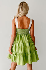 Is This Fate Tiered Ribbon Strap Mini Dress (Lime Green)