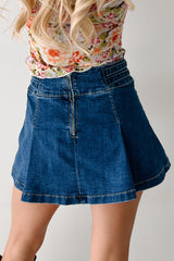 Cool, Calm & Collected Belted Denim Mini Skirt (Blue)