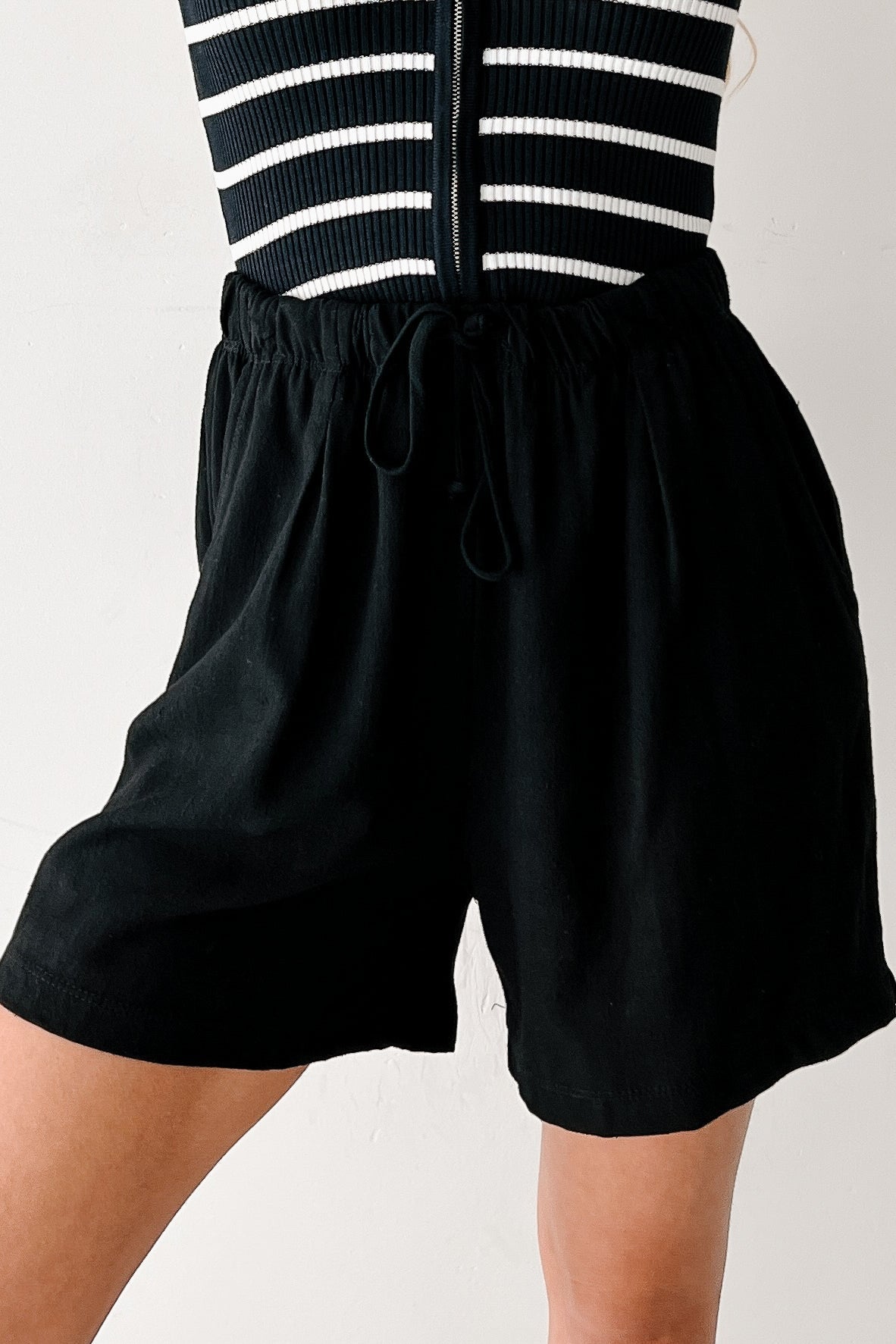 Embracing Flow High Rise Linen Shorts (Black)