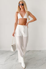 Summer Roadtrips Crochet Bra & Flare Pant Set (Ivory)