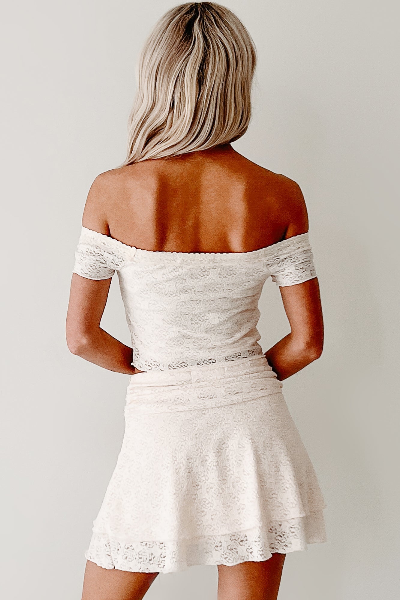 Garden Romance Lace Crop Top & Skirt Set (Natural)